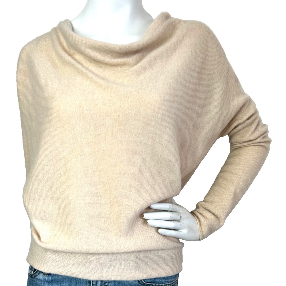 Club Monaco Italian Cashmere Sweater Womens Size XS Latte Cowlneck Dolman Sleeve - Picture 2 of 9